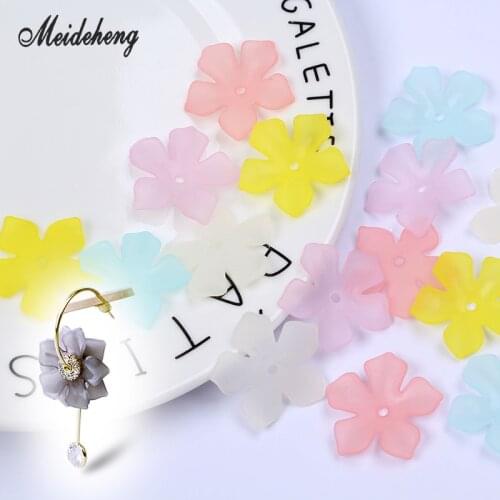 12mm Acrylic Frosted Flowers Five Leaves Beads Colorful Handmade materials Jewelry accessories Earrings pendants Materials