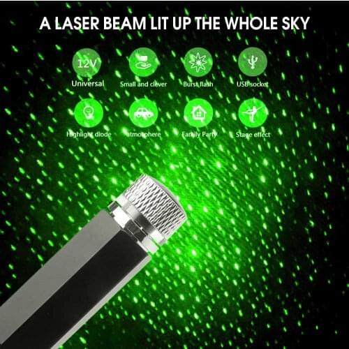 5V USB LED Night Light Car Roof Star Laser Projector Atmosphere Galaxy Lamp Decor Adjustable Multiple Lighting Effects Lens