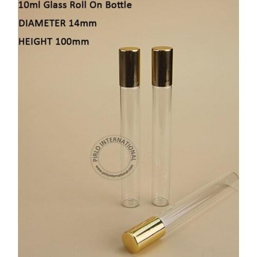 50 x 10ml roll on roller bottles for essential oils Bright Golden cap roll-on refillable perfume bottle deodorant containers