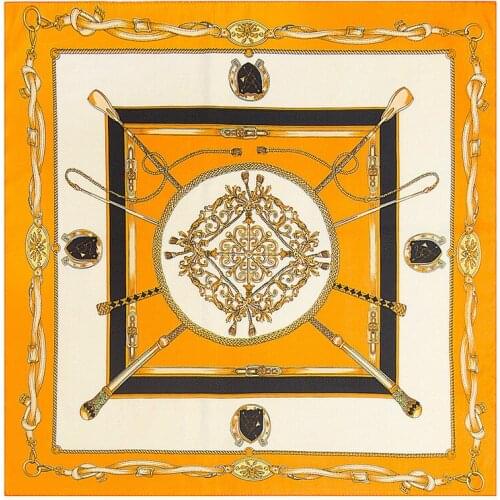 60cm*60cm Whip Chain Small Square Scarves Hijab Luxury Brand Women Twill Silk Scarf 2020 New Fashion Headband Print Scarf