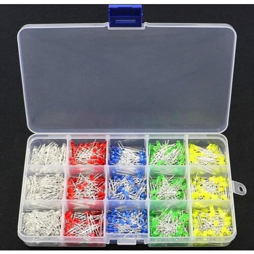 750Pcs/Box 3mm LED Diode Yellow Red Blue Green White Assortment Light DIY Kit