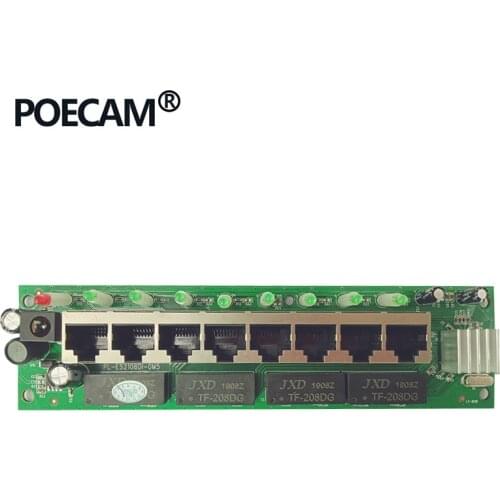 8ports 10/100Mbps network switches factory direct sell ethernet rj45 UTP Copper hub PCBA size 164X43MM board module OEM/ODM