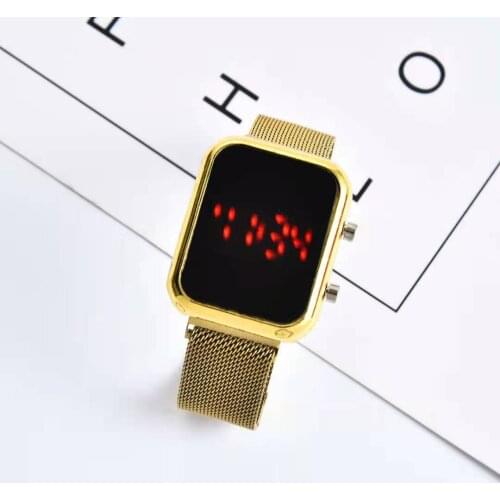 Relojes 2021 New LED Luminous Men Watch Magnetite Clasp Stainless Steel Mesh Belt Women Wristwatch Hot Sale Erkek Saatler