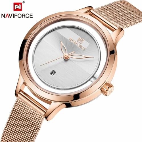 NAVIFORCE New 2019 Women Luxury Simple Lady Watches Bracelet Quartz Wrist Watch Fashion Waterproof Date Clock Relogio Feminino