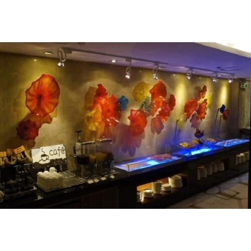Hand Blown Glass Hanging Art Creative Glass Wall Plates Decorative Murano Glass Hotel Wall Lighting