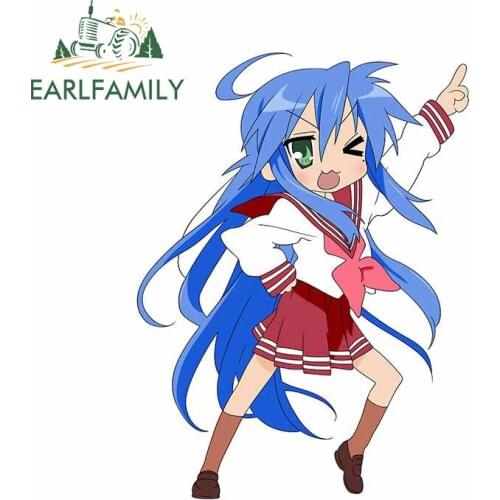 EARLFAMILY 13cm x 9.8cm Anime Decal for LuckyStar Funny Car Stickers Scratch-Proof Creative Windows Trunk Car Door Protector