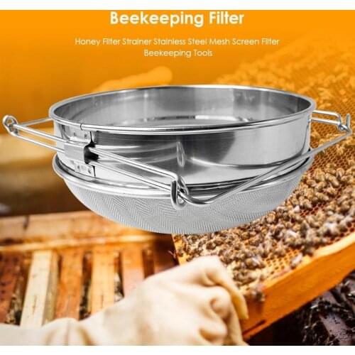 Honey Filter Strainer Stainless Steel Double-Layer Filtration of Lmpurities in Honey Network Mesh Screen Filter Beekeeping Tool