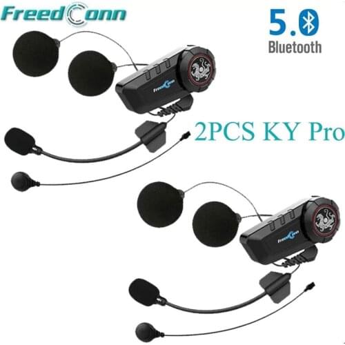 Freedconn 2PCS KY Pro 6 Way Bluetooth Motorcycle Helmet Intercom Headsets BT Wireless Communication Intercomunicadores Headsets