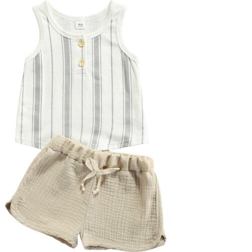 1-6Years Kids Baby Boy Clothes Sets Summer Casual Sleeveless Tank Tops+Elastic Waist Shorts Cotton Two-piece Boy Outfits