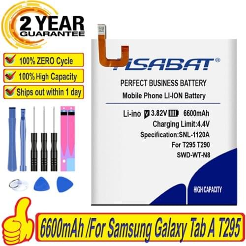 Top Brand 100% New 6600mAh SWD-WT-N8 Tablet Battery for Samsung Galaxy Tab A T295 T290 Batteries + free tools