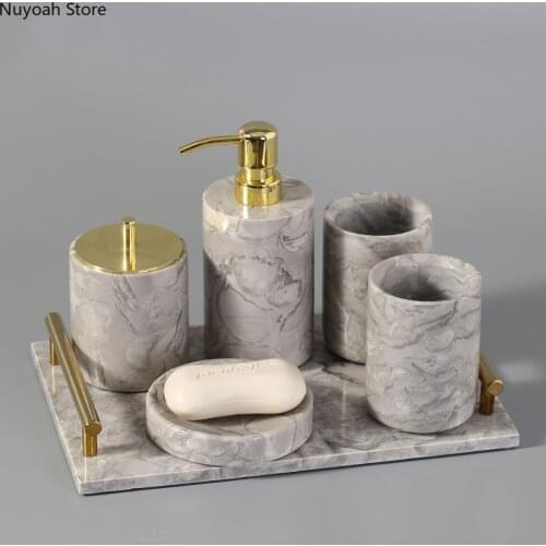 Nordic Marble Bathroom Supplies Toothbrush Holder Lotion Bottle Soap Dish Tissue Box Household Bathroom Decoration Accessories