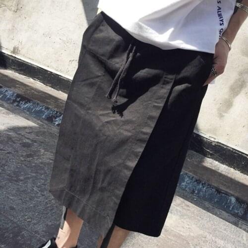 Mens trousers summer new irregular loose shorts culottes mens casual pants kimono plus seven minute pants Yamamoto style