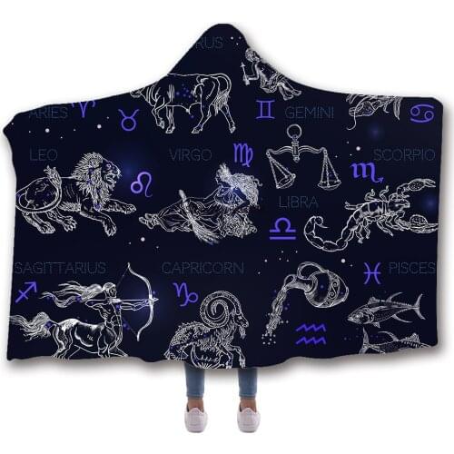 Anime Universe Galaxy Print Soft Back To School Blanket Warm Wool Velvet Hoodie Blanket Home Sofa Camping Cloth Hooded Blanket