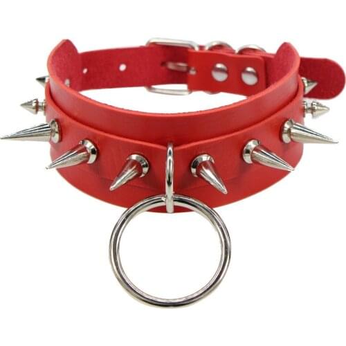 O-Round Punk Leather Rivet Necklace Choker Necklaces Chains Women Necklace Chocker Neck Jewelry Gift