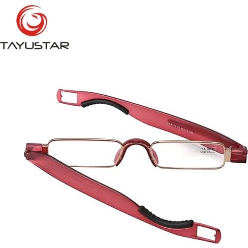 Brand TR90 Reading Glasses for men womens glasses mini folding glasses stainless steel pen slim lesebrille 6112 2pcs