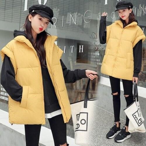 Solid Oversized Vest Jacket 2021 Fall Winter Women Loose Korean Sleeveless Down Jackets Thicken Warm Female Vests Cotton Coats