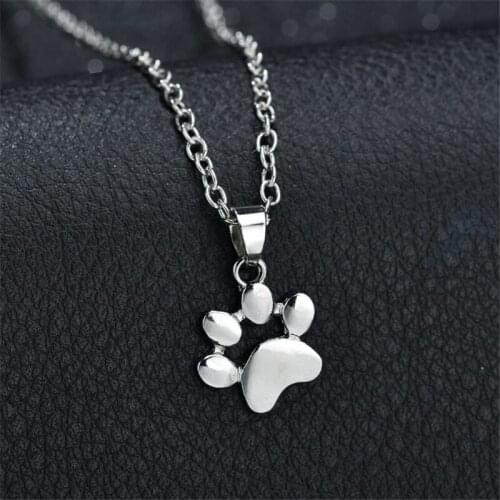 Wholesale Cute Cat Dog Paw Pendant Necklace For Women Girls Bijoux Collier Alloy Footprint Necklaces Wedding Jewelry