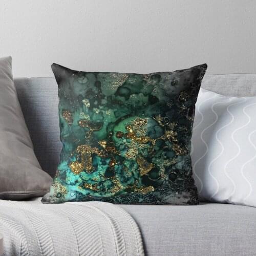 Pillowslip Gold Indigo Malachite Marble Throw Pillow 100% Cotton Decor Pillow Case Home Cushion Cover 45*45cm