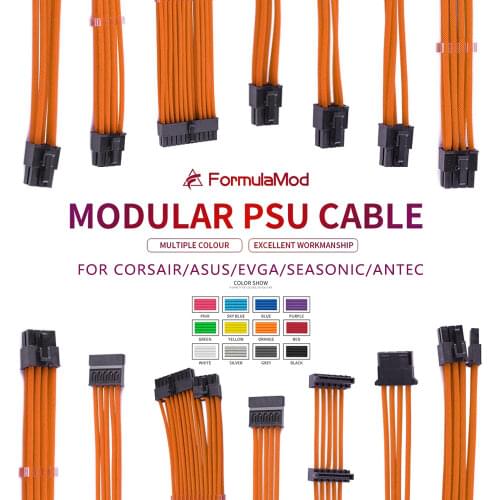 FormulaMod CORSAIR Fully Modular PSU Cable Kit, 18AWG Sleeved, Kit For Corsair Modular PSU, Fm-BZMZ [Please check compatibility]
