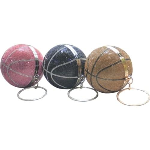 Rhinestone Basketball Evening Bag Womens Wedding Clutch Party Purse Handbag Chain Shoulder Dinner Bags