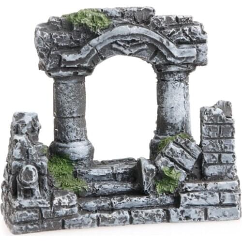 Aquarium Decoration Resin Rome Square Stone Pillars Aquarium Landscaping Fish Tank Ornament Decoration Landscap Decorative