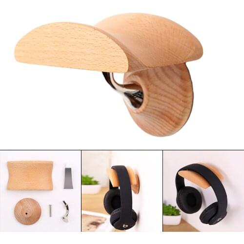 Universal Headset Stand Headphone Hook Holder Wood Drilling-Free for Desktop Organize