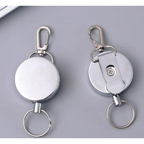 2020 Retractable Key Ring ID Badge Metal Lanyard Name Tag Card Holder Recoil Reel Belt Clip School Office Supplies High Quality