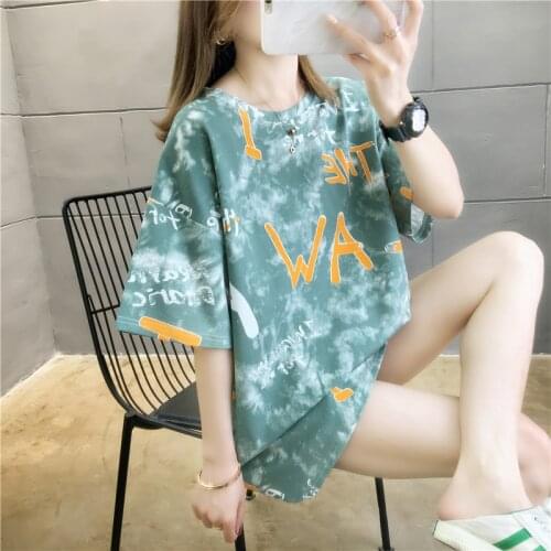 Short-sleeved female t shirt tide Korea Harajuku wind letter print loose trend wild couple female T-shirt NS4528