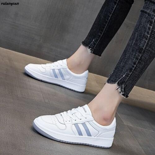 Large Size Womens Shoes Leather Small White Board Shoes Womens Flat Bottom New Womens Shoes All-Match Student Casual Shoes