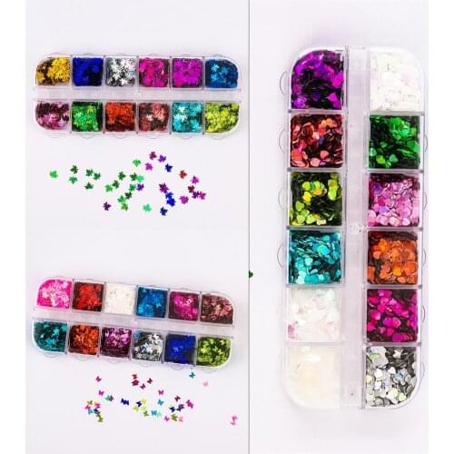 1 Box Holographic Nail Flakes Waterproof Vibrant Color Resistance Nails Art Decoration Shiny Flakes Nail Sequins Design for Girl