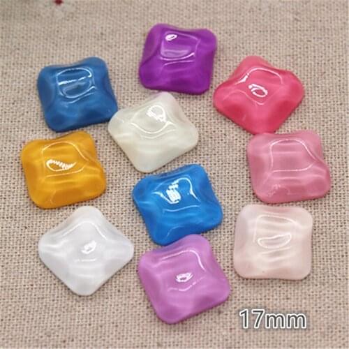 20PCS 17mm Cute Resin Korea Transparent Square Flatback Cabochon Accessories DIY Hair Ornament Craft Scrapbooking