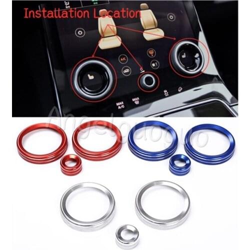 3pcs Aluminum Alloy Car Central Air Conditioning Volume knobs Ring Trim For Range Rover VELAR 2017-2019 For RR Evoque 2019-2020
