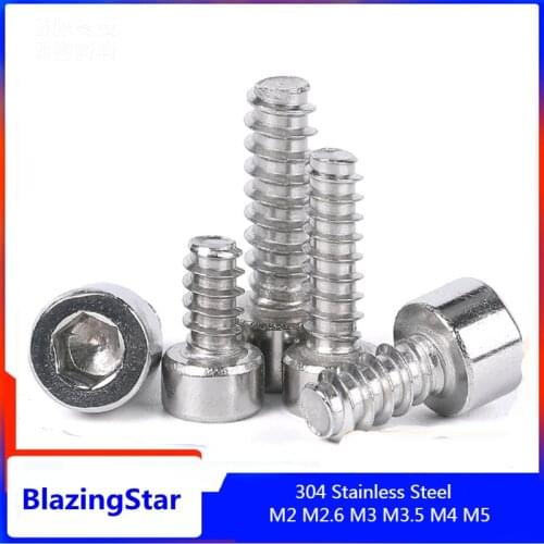 304 Stainless Steel Allen Socket Head Screw M2 M2.6 M3 M3.5 M4 M5 Hexagon Socket Head Cap Screws Hex Socket Screw