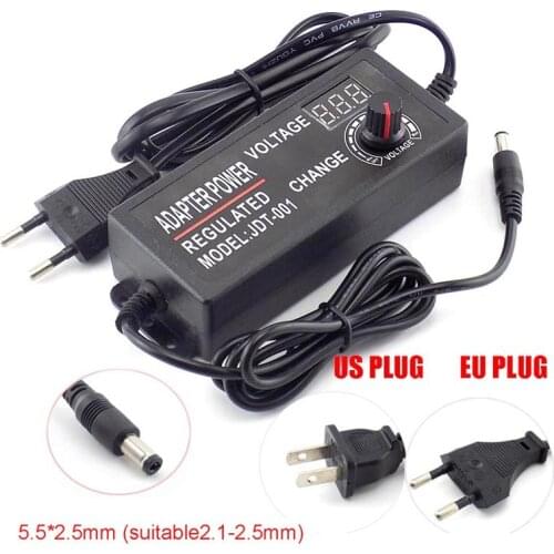 AC 100-220V to DC 3-12V 5A Adjustable Power Adapter CCTV Camera Power Supply for Led Strip Light Display Screen Charger