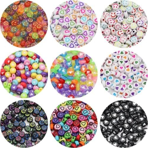 Acrylic Mixed Flat Round Aacial Expression,Heart,Star Shape 4x7MM Loose Spacer Beads For Jewelry Making DIY Bracelet Accessories