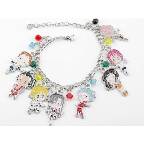 Anime Seven Deadly Sins Meliodas Elizabeth Chain Bracelet Nanatsu No Taizai Charm Bracelets Bangles Metal Alloy Jewelry Gift