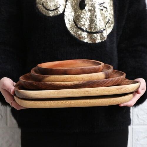 Whole Solid Wood Lovesickness Wood Pan Plate Fruit Dishes Saucer Tea Tray Dessert Plate Tableware Storage Tools