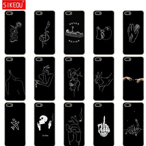 For Huawei Honor 7S 5.45" Case Cover Soft TPU Various Coque for Honor 7S 7 S Fundas bumper copas Protective cute black