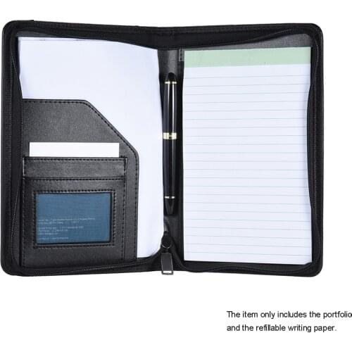 A5 PU Leather Manager Folder Business Portable Folder Document Case Organizer with Business Card Holder Memo Note Pad