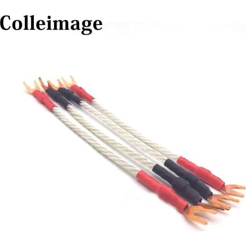 Colleimage Hifi CMC Pure Red Copper Y Spade Nordost Odin 7N OFC Silver SpeakerJumper Audio Cable Bridge Cable Speaker Cable
