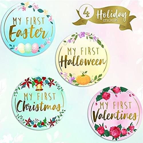 Baby Monthly Stickers 24 Floral Newborn Girl Stickers for Newborns Celebrate Party 0-12 Months (Set of 24)