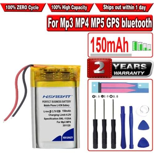 HSABAT 150mAh 301020 031020 Battery for MP3 MP4 bluetooth headset GPS