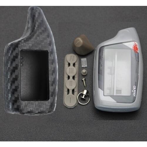 Carbon Silicone Alarm Remote Keychain Case+M5 case for Scher Khan Scherkhan Magicar THOR 5 6 M5 2 Way LCD Sensor Protect Cover
