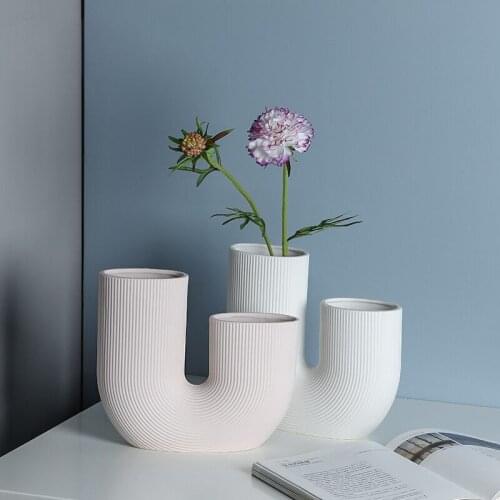Nordic Ceramic Vase Simple Flower Pot Home Decoration Accessories Living Room Interior Office Desktop Table Bedroom Decor Garden