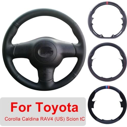 DIY Leather Car Steering Wheel Cover For Toyota Corolla Caldina RAV4 (US) Scion tC Auto Interior Customized Steering Wheel Wrap