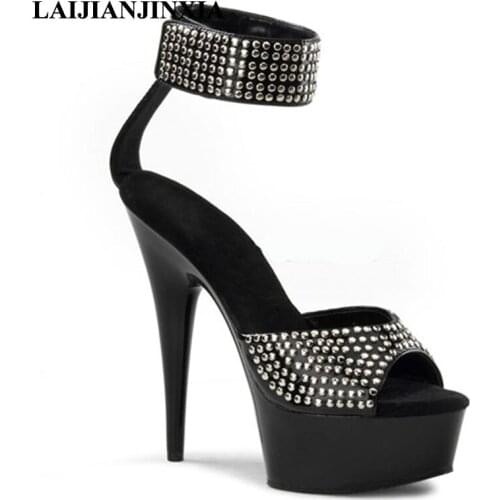 LAIJIANJINXIA Sexy Women 15cm Shinning Wedding Party Shoes High Heels Platform Dancing Shoes Sandals Open Toe Dance Shoes