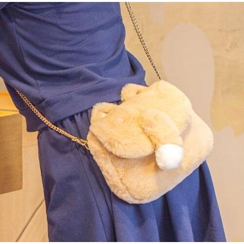 Kawaii Plush Cat Ear Neko Tail Shoulder Bags Mini Phone Wallet Bag Purse Cartoon Lolita Chain Strap Sweet Girl Cute 4 Colors