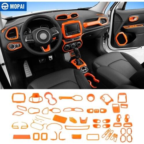 MOPAI Orange Car Dashboard Air Conditioning Kit Cover Stickers for Jeep Renegade 2015+ ABS Interior Decoration kits Accessories