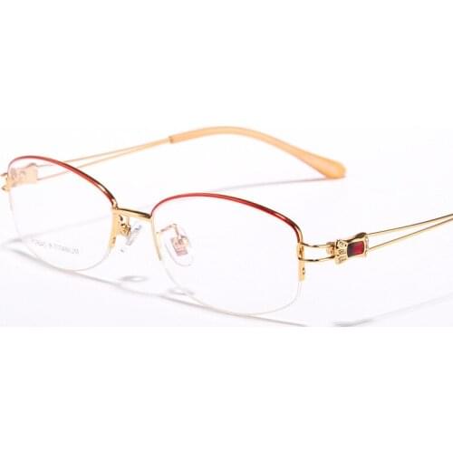 New Glass Frame Goddess Fashion Pure Titanium Womens Half Frame Myopia Glass Frame Pure Titanium Glass Diamond