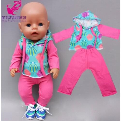 Doll clothes 17 inch doll hoody set fit for 43cm born baby doll dress 18 inch doll clothes trousers